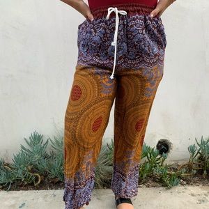 Tie Waist Elephant Flowy Pants